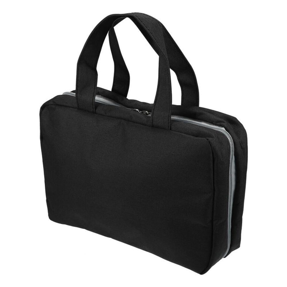 1pc Polyester Waterproof Travel Makeup Organizer Toiletry Bag Black